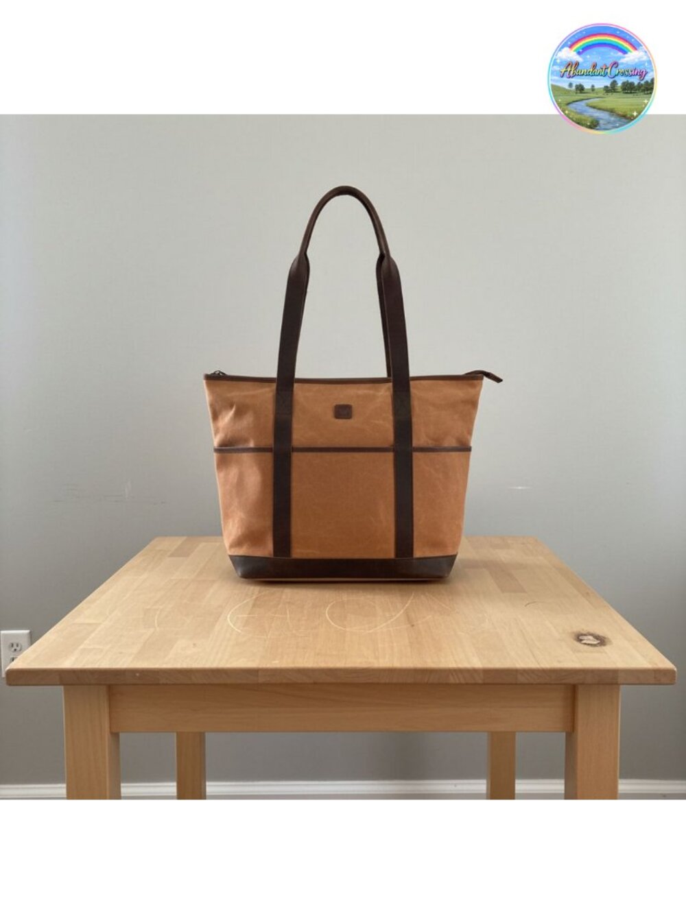 Women's Waxed Canvas & Leather Large Work Shoulder Tote Bag